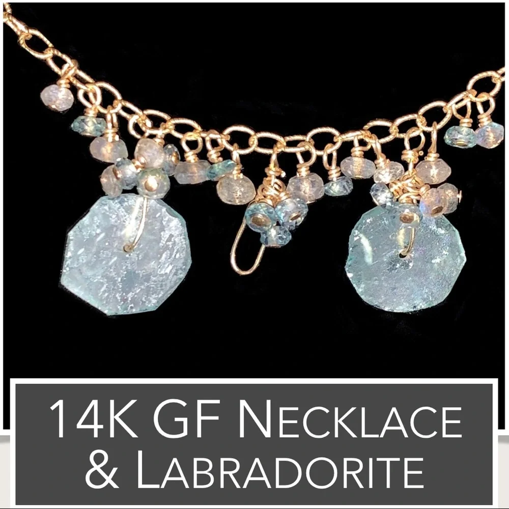 14K‎ GF Sea Glass & Labradorite Necklace (14K Gold-Filled)